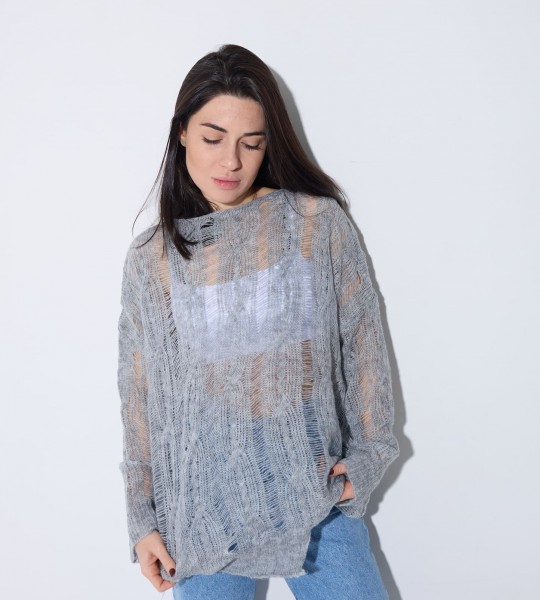 Светр Soft Grid Сірий | Showroom By Nona — зображення 3